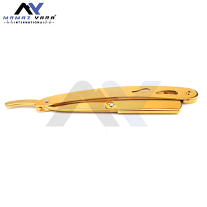 Matte Gold Stainless Steel Straight Edge Folding Barber Razor Customizable <b>Swing</b> Lock <b>Single</b> Blade Reusable Shaving Tool for - Product Image 6