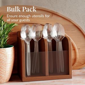 Set di 300 Cucchiai di Plastica Monouso Resistenti da 6 Pollici, Posate Trasparenti Durevoli per Alimenti Caldi - Product Image 3