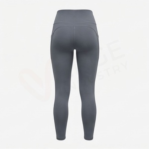 Leggings de Yoga de Cintura Alta y Largo Completo, Color Sólido, Sin Costuras, de Spandex y Nailon, Pantalones Elásticos - Product Image 2