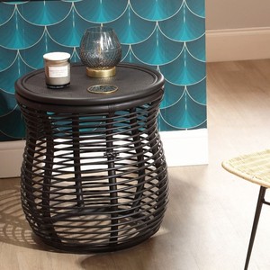 Decorative <b>black</b> coffee <b>table</b> handcrafted rattan <b>tables</b> small space organising & decoration - Product Image 6