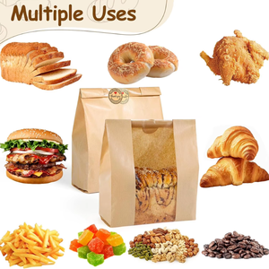 Kraft Paper Bread Bags with Clear Window for Bakery Toast Bagel Sandwich Packaging - Product Image 2