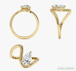 Anillo Solitario de Moissanita con Corte Pera, Oro Rosa de 10k, 1 Quilate, Claridad VVS1, Fuego Arcoíris, Sin Níquel, Sin Plomo, Ético para Mujer - Product Image 6