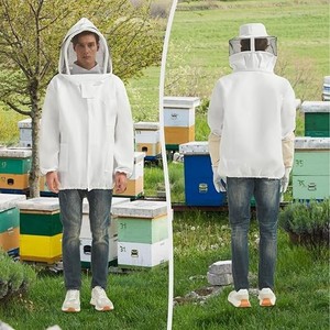 Veste de protection respirante pour apiculteur avec voile, coupe ample, en polyester et coton, blanche, vêtements de sécurité pour la protection des apiculteurs - Product Image 5