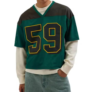 Customizable Breathable <b>Mesh</b> <b>Short</b> Sleeve American Football Jersey for Adults-Hip Hop Sports Practice T-shirt - Product Image 1