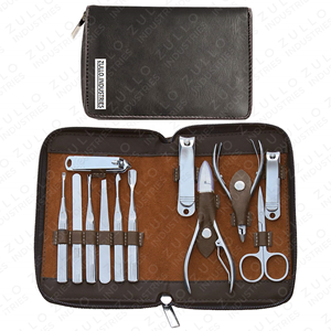 Luxury Nail Care Manicure <b>Pedicure</b> <b>Set</b> Stainless Steel Grooming Kit Brown Leather Travel Case Custom Logo OEM - Product Image 6