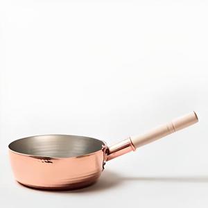 Poêle à frire artisanale en cuivre avec poignée en laiton, poêle culinaire martelée pour frire, sauter et servir élégamment à la maison ou à l'hôtel - Product Image 1