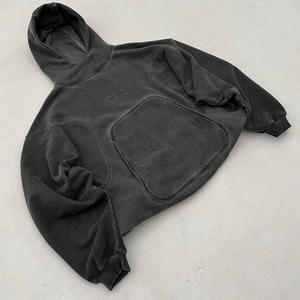 Sweat-shirt à capuche oversize pour homme, couleur unie, avec poches, manches classiques, en coton French Terry 300 grammes, séchage rapide, automne - Product Image 4