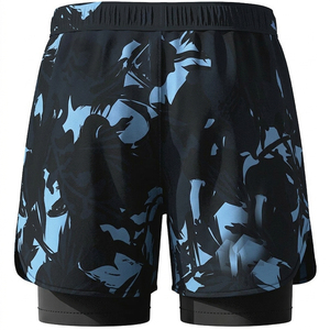 กางเกงว่ายน้ำชายแบบ 2-in-1 ไซส์ใหญ่พิเศษ ลายพิมพ์แบบซับลิเมชั่น แห้งเร็ว ซับในสองชั้น สำหรับออกกำลังกายและฝึกซ้อม มีเชือกผูกเอว 100% - Product Image 2