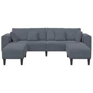 Juego de sofás de terciopelo de 208 cm con cojines, muebles de salón de 3 piezas en gris oscuro - Product Image 4