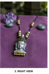 Collar con Colgante de Cabeza de Buda KOTTRAVAI, Fundición de Latón, Abalorios, Amuleto, Tema Budista, Decoración del Hogar, de Tamil Nadu - Product Image 4