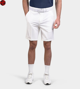 Shorts de golf pour hommes en toile blanche unie, avec logo frontal, plissés, décontractés, séchage rapide, respirants, taille mi-haute, pour sports de plein air - Product Image 1