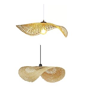 Abat-jour en bambou à bordure profilée pour luminaires de plafond, abat-jour en jute pour salons avec lampes en rotin - Product Image 3
