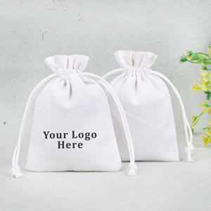 Sac d'emballage cadeau en coton biologique recyclable imprimé sérigraphié avec cordon de serrage pour bijoux, montres, lunettes - Personnalisable - Vente en gros - Product Image 2