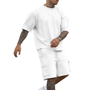 Ensemble court décontracté pour homme en polyester/coton respirant coupe-vent pour l'été - Product Image 6