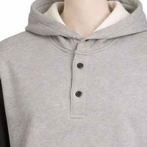 Sudadera con Capucha Henley Personalizada para Hombre, con Mangas en Contraste, Bloques de Color, Cuello de Tres Botones, Felpa de Algodón - Product Image 2