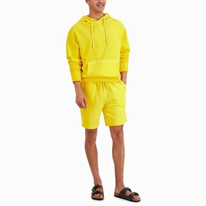 Conjunto Deportivo Informal para Hombre, Sudadera con Capucha y Pantalones Cortos, Unisex, Logotipo Personalizado, Algodón y Felpa, Transpirable, para Otoño, Entrenamiento Físico - Product Image 4