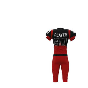 Ensemble de maillots de football américain noir et rouge pour hommes, col en V, coloris contrastés, sportif, séchage rapide, polyester et élasthanne, uniforme d'équipe d'été 80 - Product Image 3