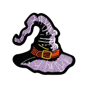 Aplique de tela termoadhesivo de PVC con relieve 3D de sombrero de bruja, bordado, decorativo, para manualidades de Halloween, para ropa y regalos - Product Image 1