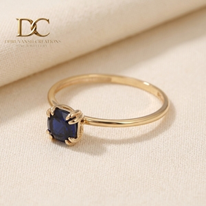 แหวนเพชรพลอยไพลินสีน้ำเงินรอยัล 14KT ทองคำแท้ ประดับเพชรเม็ดเดี่ยว สำหรับงานหมั้นและงานแต่งงาน - Product Image 4