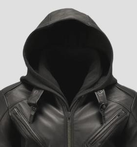 Blouson de motard en cuir grande taille pour homme 2025, avec capuche amovible, doublure matelassée, coutures surpiqûres, imperméable pour l'extérieur en hiver - Product Image 3