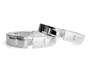 925 Sterling Silver Channel <b>Couple</b> Rings - Product Image 1