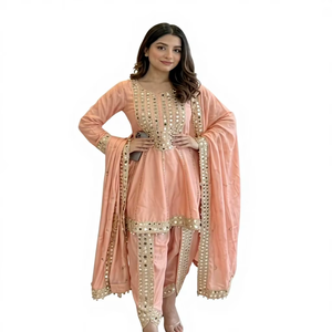 Conjunto Tradicional Indio-Pakistaní de Chaderi y Salwar Kameez, Ropa Étnica de Verano para Mujer, para Fiestas, Bodas y Ocasiones Casuales - Product Image 1
