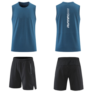 Ensemble de course sans manches pour homme, séchage rapide, débardeur et short de sport, tenue de fitness deux pièces - Product Image 2