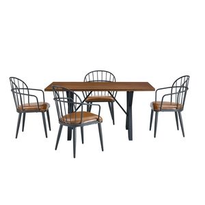 Set da pranzo marrone per interni con gambe in metallo imbottite (set da 4) - Product Image 3