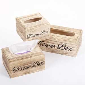 Juego de cubiertas de madera para cajas de pañuelos con diseño de vetas de madera clara, elegantes soportes para pañuelos para el hogar y la oficina - Product Image 1