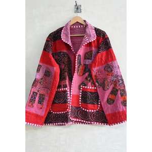 Chaqueta de Algodón Khambadiya Hecha a Mano, Bordada, Transpirable, Ecológica, con Estampado Floral, Estilo Boho Vintage para Mujer, Otoño/Invierno - Product Image 1