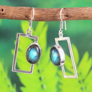 Blue Flashy Labradorite <b>Earrings</b> 925 Sterling <b>Silver</b> Minimalist Handmade <b>Dangle</b> Drop <b>Earrings</b> Natural Gemstone Jewelry Gift - Product Image 6
