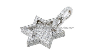 Iced moissanite Stylish Statement Piece Ethnically Inspired Star Shape Hip Hop Custom Trendy 925 Silver Fine <b>Pendants</b> Charms - Product Image 6