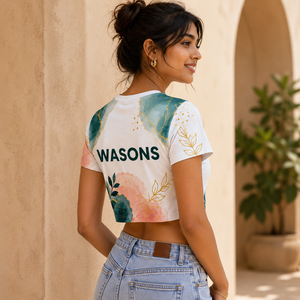 Custom <b>Women</b> Y2K Collarless Hollow Out Crop <b>Top</b> T-Shirt Digital Printing Summer Casual Streetwear Fitness Wear OEM Wholesale - Product Image 3