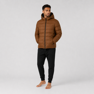Veste d'hiver matelassée légère en coton avec doublure rembourrée, à capuche zippée, personnalisée, pour homme - Product Image 1