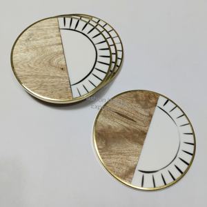 Posavasos con incrustaciones de resina de media N y media madera con patrón de resina blanca para mejorar la belleza de la Mesa, posavasos decorativos de lujo, Juego de 4 Uds. - Product Image 1