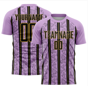 เสื้อฟุตบอลสีชมพูดำลายทางแบบกำหนดเอง คอวี แขนสั้น ระบายอากาศเร็ว ผลิตจากโพลีเอสเตอร์ สำหรับผู้ใหญ่ทุกเพศ ใช้เป็นชุดทีม - Product Image 5