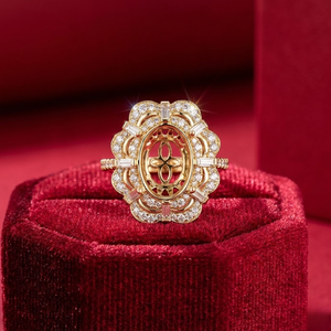 Bague de fiançailles classique en or blanc massif 14 carats, diamant naturel de forme ovale, de haute qualité et précieuse, pour femme. - Product Image 1