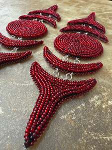 ต่างหูลูกปัดสีแดงทำด้วยมือดีไซน์แบบหลายส่วนเครื่องประดับแฟชั่นต่างหูห้อยหนาสำหรับผู้หญิงชุดปาร์ตี้ - Product Image 2