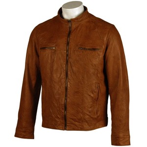 Veste en cuir de motard vintage pour homme, design hivernal, cuir d'agneau personnalisé avec détails matelassés, à prix avantageux - Product Image 1