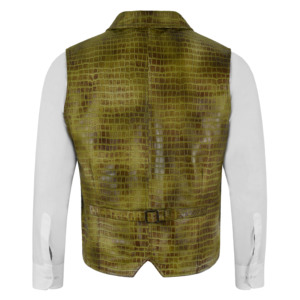 Gilet Homme en Cuir Gaufré Croco 100% Véritable, Gamme Smart Personnalisée, Gilet de Cérémonie et d'Affaires, Fabricant Grossiste Marque Privée - Product Image 3