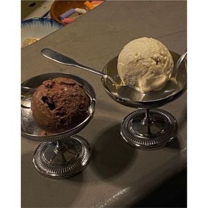 Coupelle à glace moderne en métal, bol à dessert argenté sur pied, empilable, en acier inoxydable, pour sorbet, gelato, sundae, pour restaurant et buffet - Product Image 1