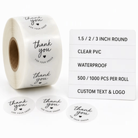 Autocollant personnalisé transparent rond avec logo de remerciement, étiquette découpée, impression décorative