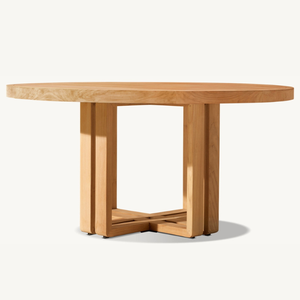 Mesa redonda en oferta, hecha de madera de teca, con un estilo moderno y sencillo, apta para uso en exteriores, resistente a la putrefacción. - Product Image 6