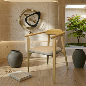 Fauteuil de salle à manger moderne en bois Evander avec dossier et assise rembourrés au design ergonomique - pour la maison, le bureau et l'appartement - Product Image 5