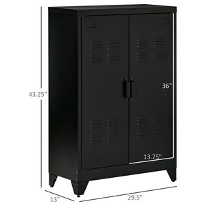 Mobiletto Organizzatore Nero per Cucina con Ante e Ripiani Regolabili per Angolo Caffè nel Soggiorno - Product Image 3