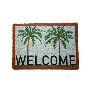 พรมเช็ดเท้าลายปาล์มเขตร้อน Island Welcome Coco Brush  วัสดุใยมะพร้าวพิมพ์ลาย  ด้านหลังเป็น PVC  สำหรับตกแต่งบ้าน  ดีไซน์สวยงาม  ใช้สำหรับทางเข้าบ้าน - Product Image 1