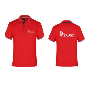 Polo à manches courtes rouge pour homme Relevo Industries, tricoté, décontracté, col rabattu, logo imprimé par transfert thermique - Product Image 6