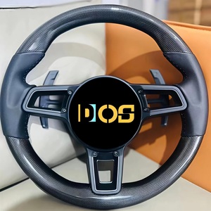 Volant en cuir <span class=keywords><strong>orange</strong></span> personnalisé DOS pour Porsche Cayenne Macan Cayman 718 991 911 Panamera Volant en <span class=keywords><strong>fibre</strong></span> de carbone avec LED - Product Image 3