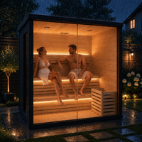 Sauna Tradicional Kaitong de Madera de Hemlock y Cedro Rojo, para Exteriores, Moderna, para 2 Personas