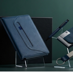 Ensemble de agenda exécutif Aurelux en jute, relié, A5, multicolore, avec porte-stylo et porte-cartes, logo personnalisé, 192 pages, cadeau d'affaires - Product Image 1
